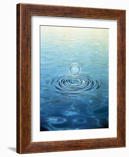 Clear Bubble Floating Above Water Ripples in Choppy Water-null-Framed Photographic Print