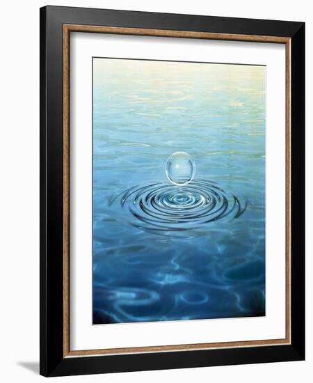 Clear Bubble Floating Above Water Ripples in Choppy Water-null-Framed Photographic Print