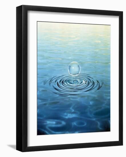 Clear Bubble Floating Above Water Ripples in Choppy Water-null-Framed Photographic Print