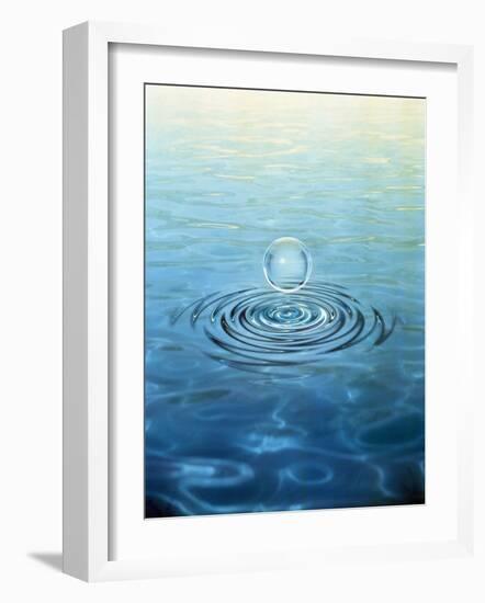 Clear Bubble Floating Above Water Ripples in Choppy Water-null-Framed Photographic Print