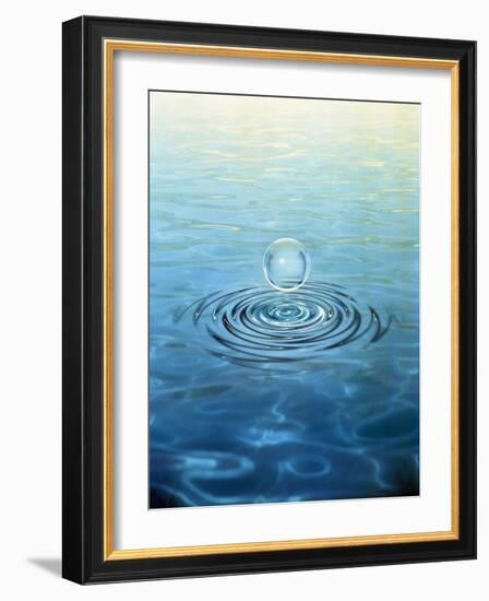 Clear Bubble Floating Above Water Ripples in Choppy Water-null-Framed Photographic Print