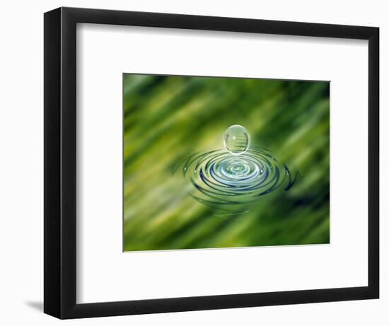 Clear Bubble Rising from Ripples in Mottled Green Water-null-Framed Photographic Print