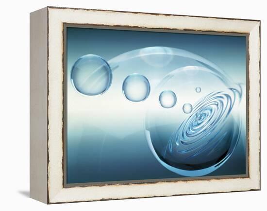 Clear Bubbles in Descending Size Rising from Water Ripples Surrounded by Clear Bubble-null-Framed Premier Image Canvas