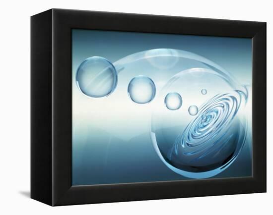 Clear Bubbles in Descending Size Rising from Water Ripples Surrounded by Clear Bubble-null-Framed Premier Image Canvas