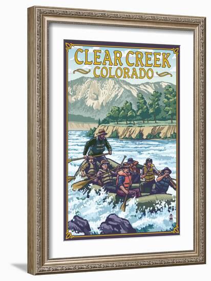 Clear Creek, Colorado - River Rafting-Lantern Press-Framed Art Print