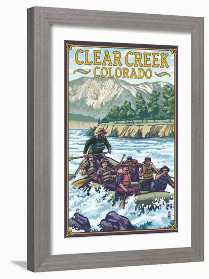 Clear Creek, Colorado - River Rafting-Lantern Press-Framed Art Print