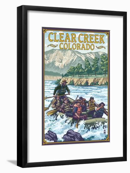 Clear Creek, Colorado - River Rafting-Lantern Press-Framed Art Print