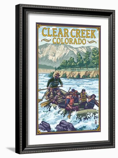 Clear Creek, Colorado - River Rafting-Lantern Press-Framed Art Print