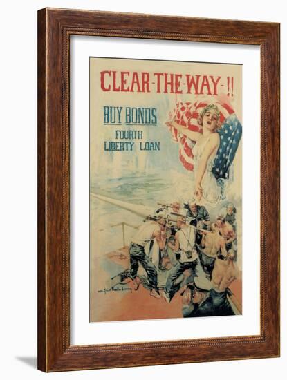 Clear the Way! Buy Bonds, Fourth Liberty Loan-Howard Chandler Christy-Framed Art Print