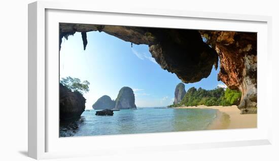 Clear Water, Blue Sky at Cave Beach, Krabi Thailand-Florian Bl?mm-Framed Photographic Print