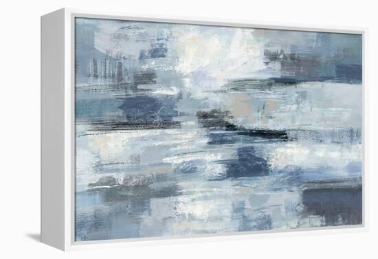 Clear Water Indigo and Gray-Silvia Vassileva-Framed Stretched Canvas