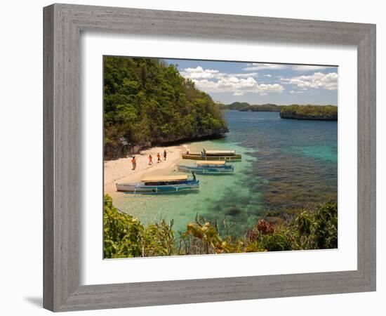 Clear Waters Between Limestone Islands, Hundred Islands, Lingayen Gulf, Philippines-Tony Waltham-Framed Photographic Print