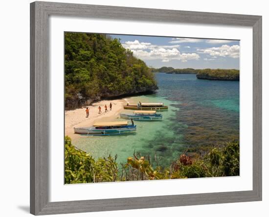 Clear Waters Between Limestone Islands, Hundred Islands, Lingayen Gulf, Philippines-Tony Waltham-Framed Photographic Print