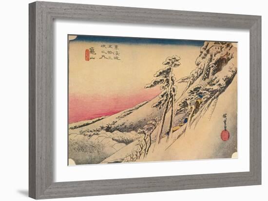 Clear Weather after Snow at Kameyama, from 53 Stations of Tokaido, (1832), 1903-Ando Hiroshige-Framed Giclee Print