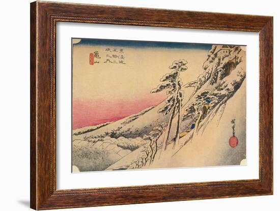 Clear Weather after Snow at Kameyama, from 53 Stations of Tokaido, (1832), 1903-Ando Hiroshige-Framed Giclee Print