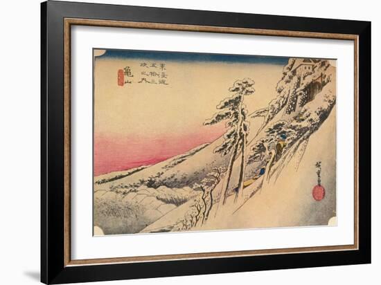 Clear Weather after Snow at Kameyama, from 53 Stations of Tokaido, (1832), 1903-Ando Hiroshige-Framed Giclee Print