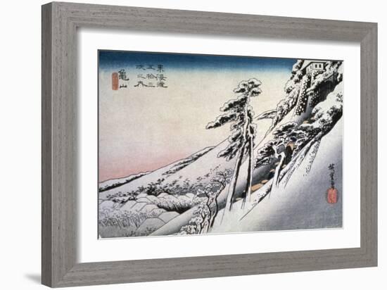 Clear Weather after Snow at Kameyama, from 53 Stations of Tokaido, 1832-Ando Hiroshige-Framed Giclee Print