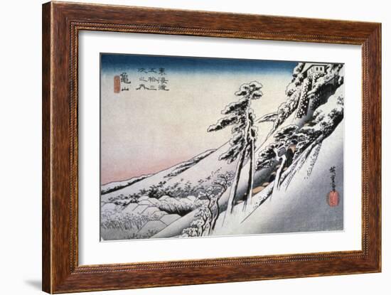 Clear Weather after Snow at Kameyama, from 53 Stations of Tokaido, 1832-Ando Hiroshige-Framed Giclee Print
