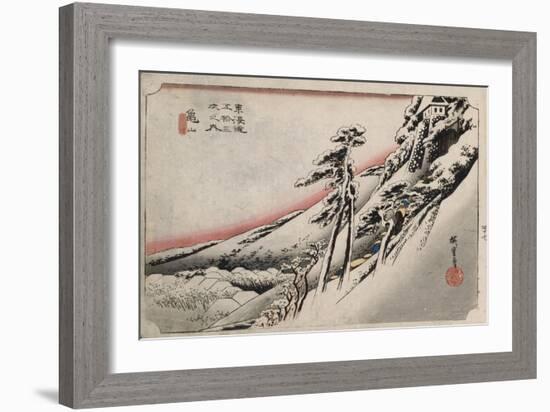 Clear Weather after Snow, Kameyama', from the Series 'The Fifty-Three Stations of the Tokaido'-Utagawa Hiroshige-Framed Giclee Print