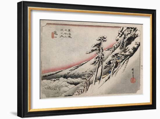 Clear Weather after Snow, Kameyama', from the Series 'The Fifty-Three Stations of the Tokaido'-Utagawa Hiroshige-Framed Giclee Print