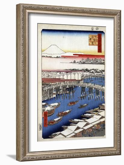 Clearing Weather after Snow at Nihon Bridge, (One Hundred Famous Views of Ed), 1856-1858-Utagawa Hiroshige-Framed Giclee Print