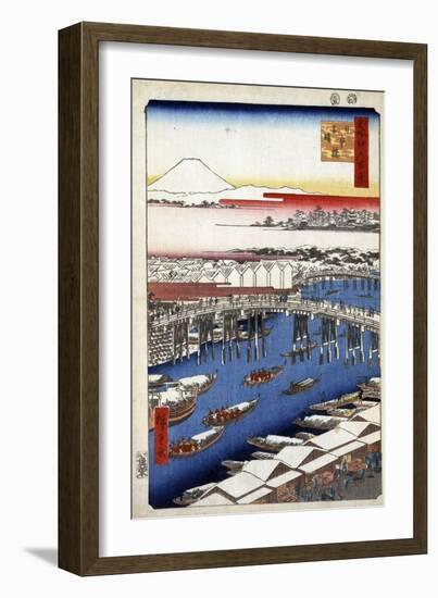 Clearing Weather after Snow at Nihon Bridge, (One Hundred Famous Views of Ed), 1856-1858-Utagawa Hiroshige-Framed Giclee Print