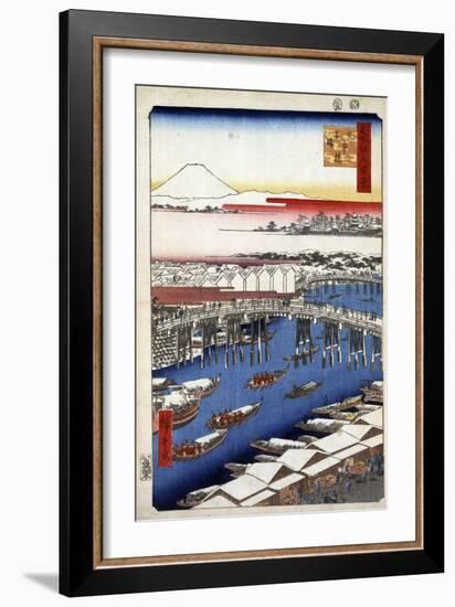 Clearing Weather after Snow at Nihon Bridge, (One Hundred Famous Views of Ed), 1856-1858-Utagawa Hiroshige-Framed Giclee Print