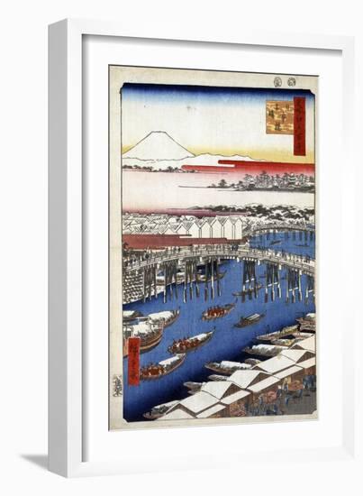 Clearing Weather after Snow at Nihon Bridge, (One Hundred Famous Views of Ed), 1856-1858-Utagawa Hiroshige-Framed Giclee Print