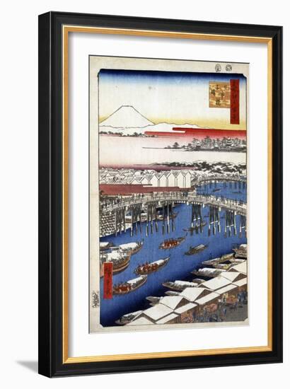 Clearing Weather after Snow at Nihon Bridge, (One Hundred Famous Views of Ed), 1856-1858-Utagawa Hiroshige-Framed Giclee Print