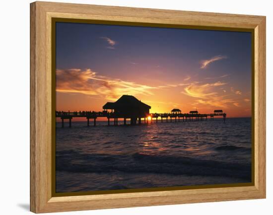 Clearwater Beach and Pier at Sunset, Florida, USA-Adam Jones-Framed Premier Image Canvas