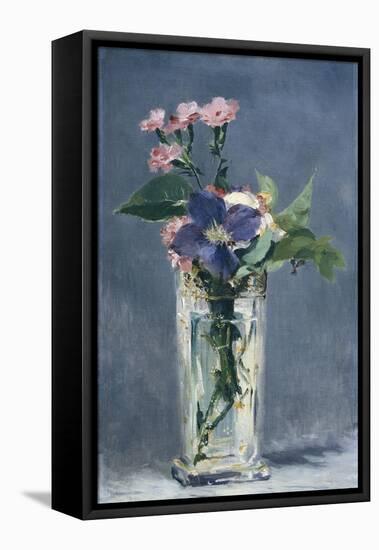 Clematis in a Crystal Vase-Edouard Manet-Framed Stretched Canvas