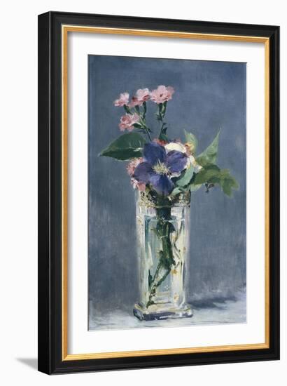 Clematis in a Crystal Vase-Edouard Manet-Framed Art Print