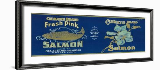 Clematis Salmon Can Label - Ketchican, AK-Lantern Press-Framed Art Print