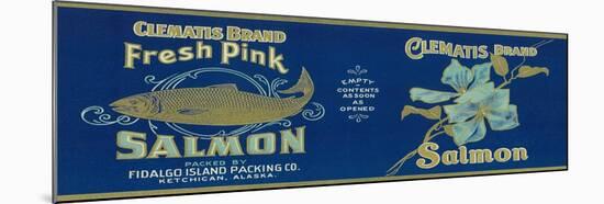 Clematis Salmon Can Label - Ketchican, AK-Lantern Press-Mounted Art Print
