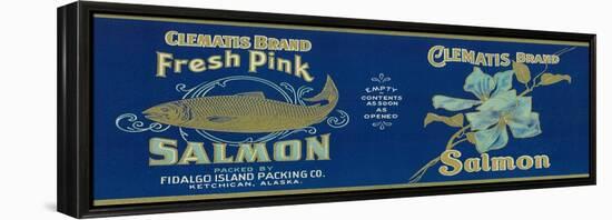 Clematis Salmon Can Label - Ketchican, AK-Lantern Press-Framed Stretched Canvas