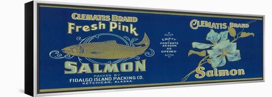 Clematis Salmon Can Label - Ketchican, AK-Lantern Press-Framed Stretched Canvas