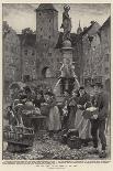 Market Day at Landsberg, Bavaria-Clement Flower-Framed Giclee Print