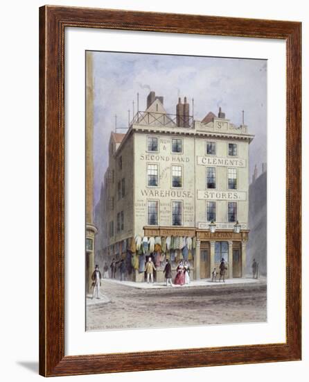 Clement's Stores at the Junction of Holywell Street and Wych Street, Westminster, London, 1855-Thomas Hosmer Shepherd-Framed Giclee Print