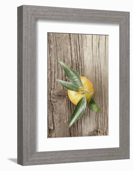 Clementine with Leaves on Wood-Nikky-Framed Photographic Print