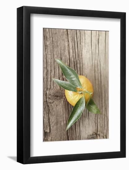 Clementine with Leaves on Wood-Nikky-Framed Photographic Print