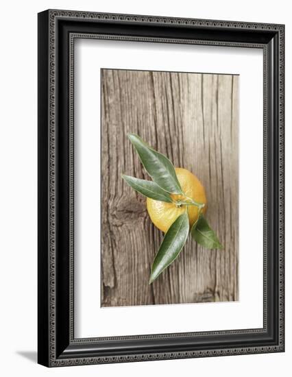 Clementine with Leaves on Wood-Nikky-Framed Photographic Print