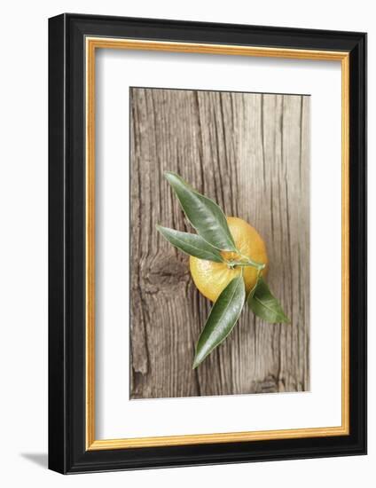 Clementine with Leaves on Wood-Nikky-Framed Photographic Print