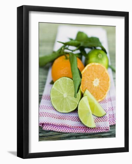 Clementines and Limes with Leaves-null-Framed Photographic Print