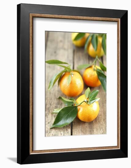 Clementines with Leaves on Wood-Nikky-Framed Photographic Print