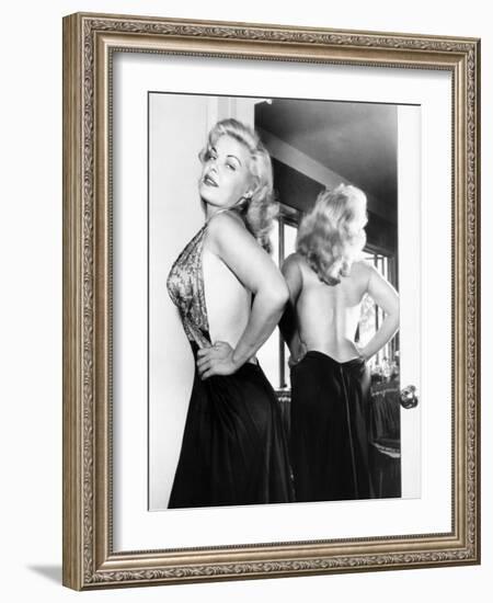 Cleo Moore at Home Posing for Photographers, 1955-null-Framed Photo