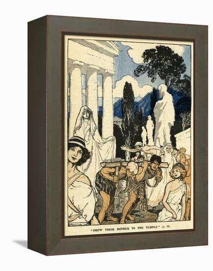 Cleobis and Bito Drawing their Mother to the Temple-Arthur Rackham-Framed Stretched Canvas