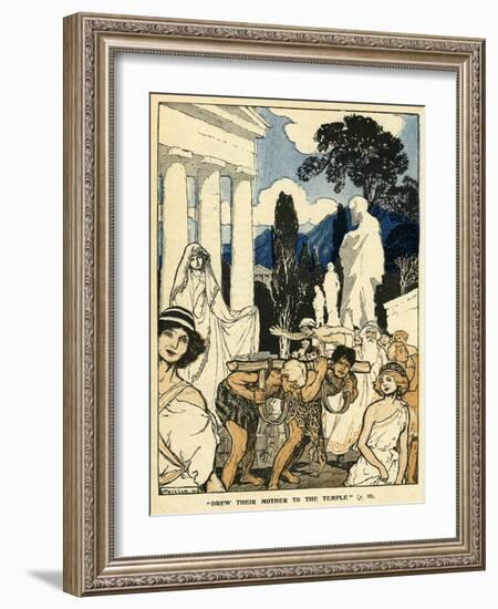 Cleobis and Bito Drawing their Mother to the Temple-Arthur Rackham-Framed Art Print