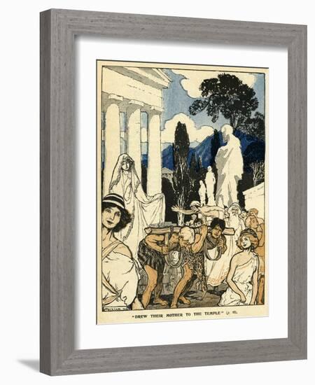 Cleobis and Bito Drawing their Mother to the Temple-Arthur Rackham-Framed Art Print