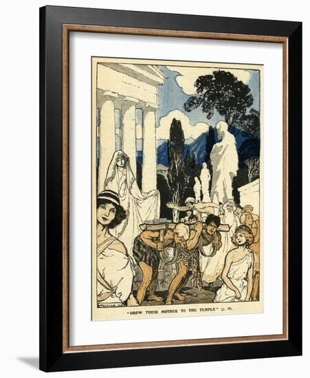 Cleobis and Bito Drawing their Mother to the Temple-Arthur Rackham-Framed Art Print
