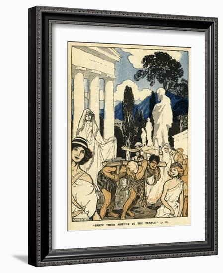 Cleobis and Bito Drawing their Mother to the Temple-Arthur Rackham-Framed Art Print